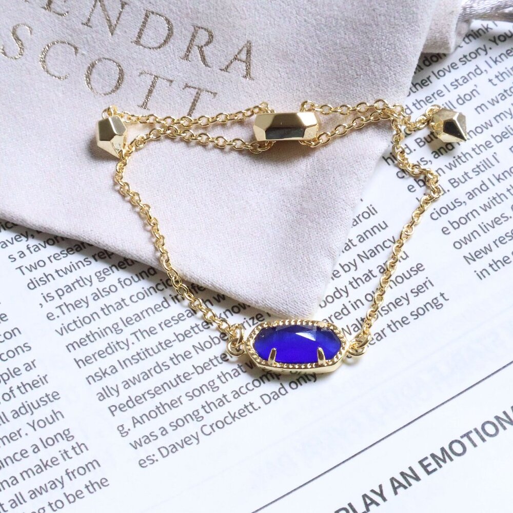 Kendra Scott Elaina Gold Cobalt Cat's Eye Adjustable Chain Bracelet